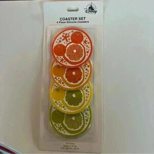 Disney Parks Mickey Icon Citrus Collection Slices 4 Piece Silicone Coaster Set